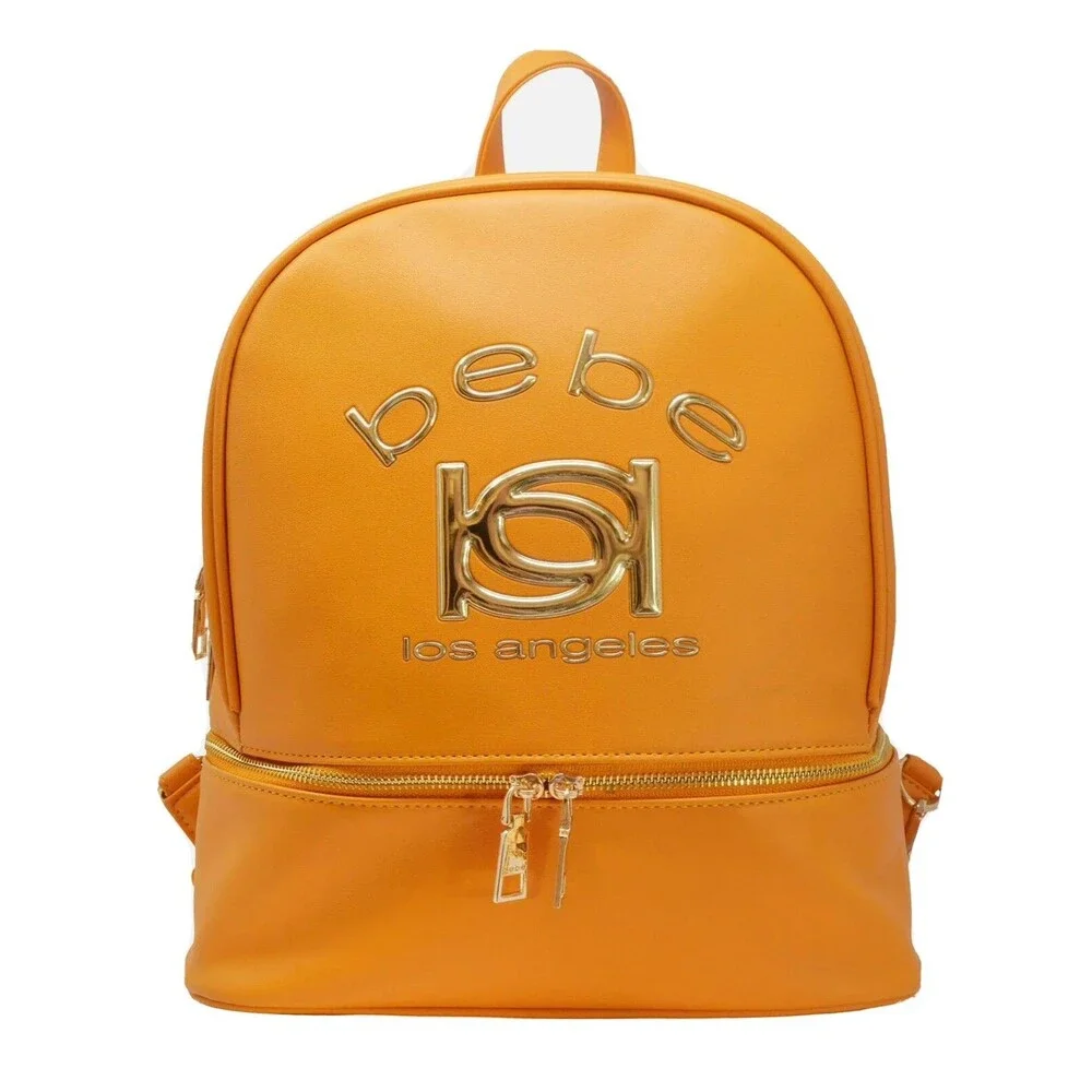 BeBe Women’s Backpack Bag Leather Apricot Color  lining Authentic